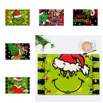Noel Serisi Yaratıcı Baskılı Yemek Matı Karikatür Yaşlı Masa Matı Noel Masa Örtüsü Matı