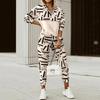 Clothes Women's Casual Sports Suit Fashion Printed Long-sleeved Wide-leg Pants Set