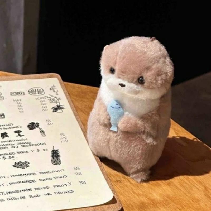 Sevimli Su Samurları Balık Tutan Peluş Bebek Anahtarlıklar Hafif Asılı Kolye Okul Çantası Anahtar Cüzdan Bebek Oyuncak Hediyeler 11cm