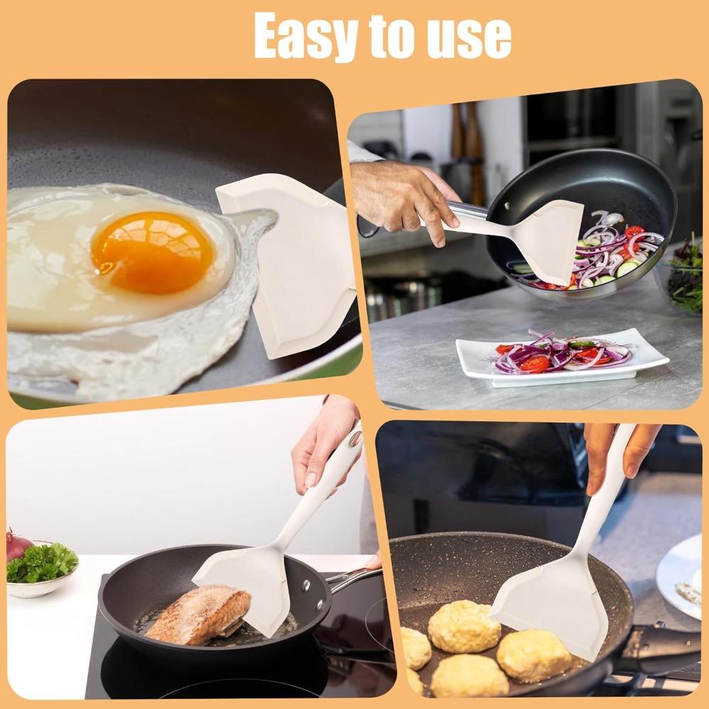 1Pcs White Silicone Shovel for Egg Rolls Non Stick Pan Wide Pancake Spatula Heat Resistant Special Kitchenware for Household Use