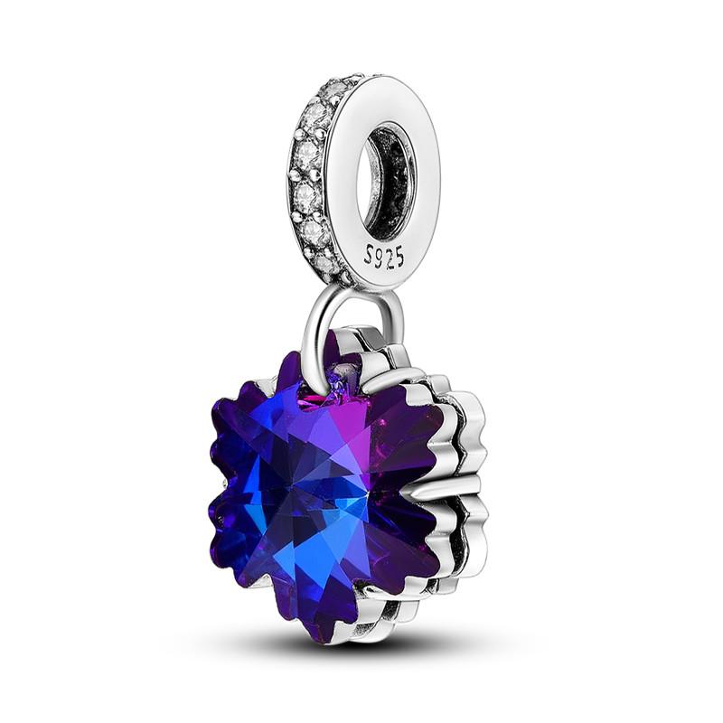 925 Silver Purple Series Butterfly Aries Gemini Safety Chains Fit Original Bracelet DIY Jewelry Making Gift For Women