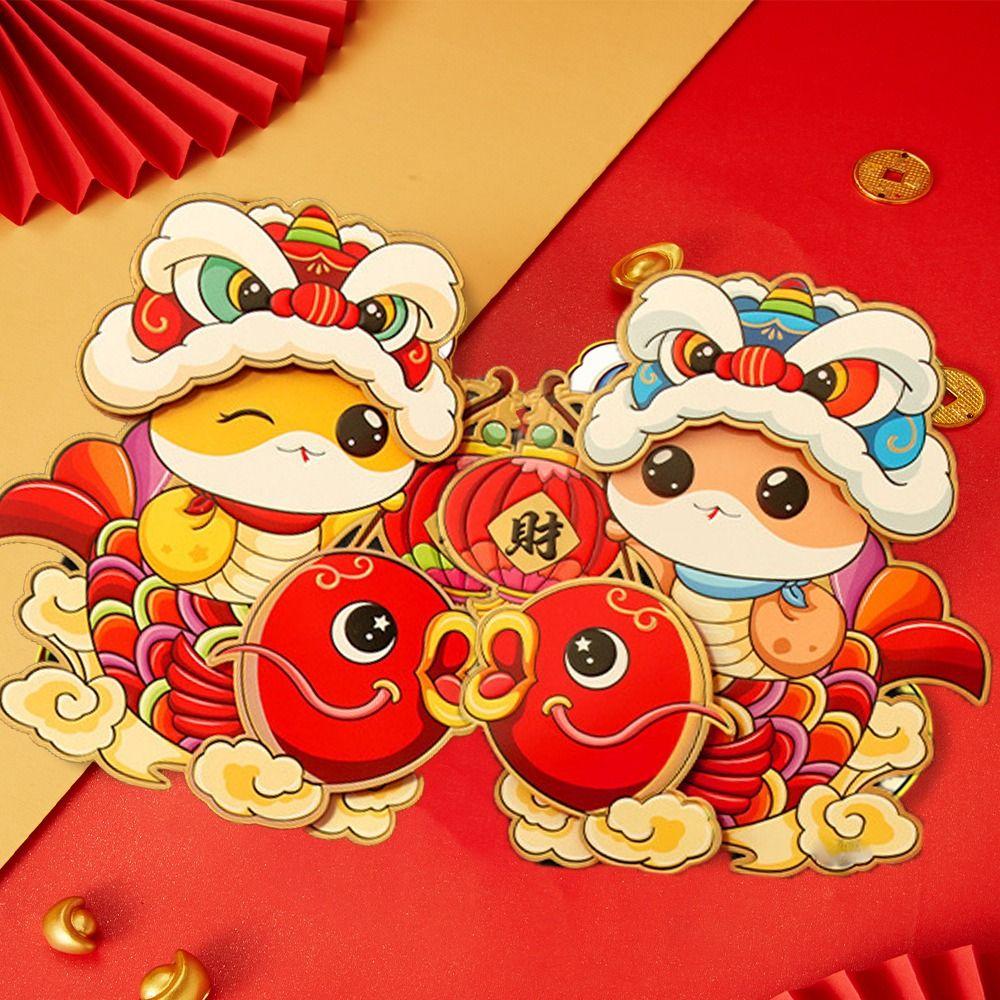 Chinese Style Snake Year Door Stickers Cute Spring Couplet Ornament New Home Decor Supplies  Party