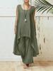 2024 Women's Asymmetrical Sleeveless Top & Loose Pants 2-Piece Set - Spring/Summer Sportswear