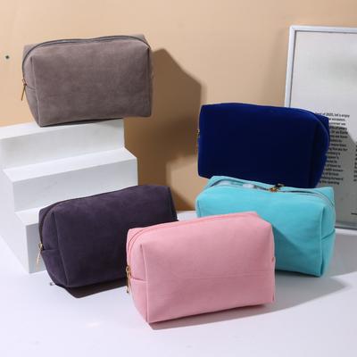 Bolsa de Maquiagem de Pelúcia Fofa para Mulheres Bolsa Cosmética Portátil de Viagem com Zíper Necessaire de Higiene Pessoal Armazenamento Bolsa Cosmética Octogonal Bolsa de Armazenamento Grande