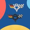 American Flag V8 V 8 Italy UK Germany US National Flag for Fender Trunk Rear Bonnet Nameplate Decal Emblem Badge Sticker