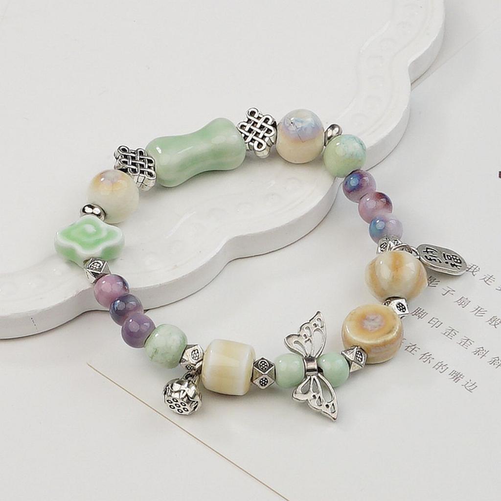 Ceramic beaded bracelet small fresh ancient style national style simple bracelet summer