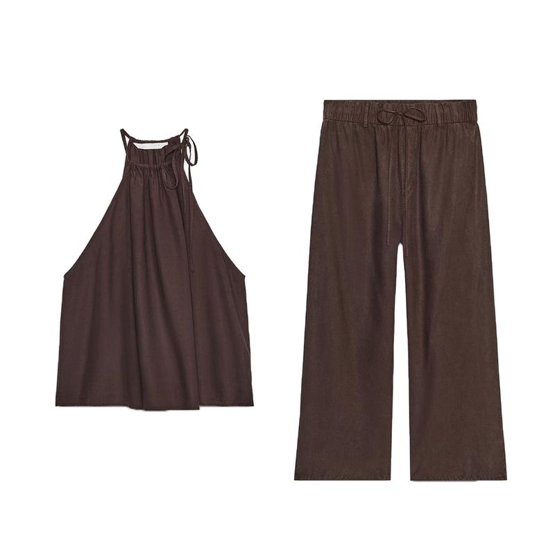 Hanging Collar Vertical Comfortable Refined Tops 6929261 Vertical Comfort 3/4 Casual Pants 6929250