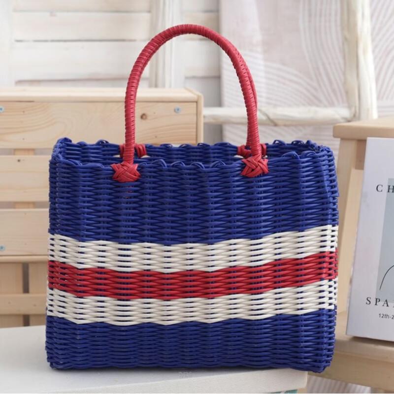 Large Plastic Woven Shopping and Picnic Basket