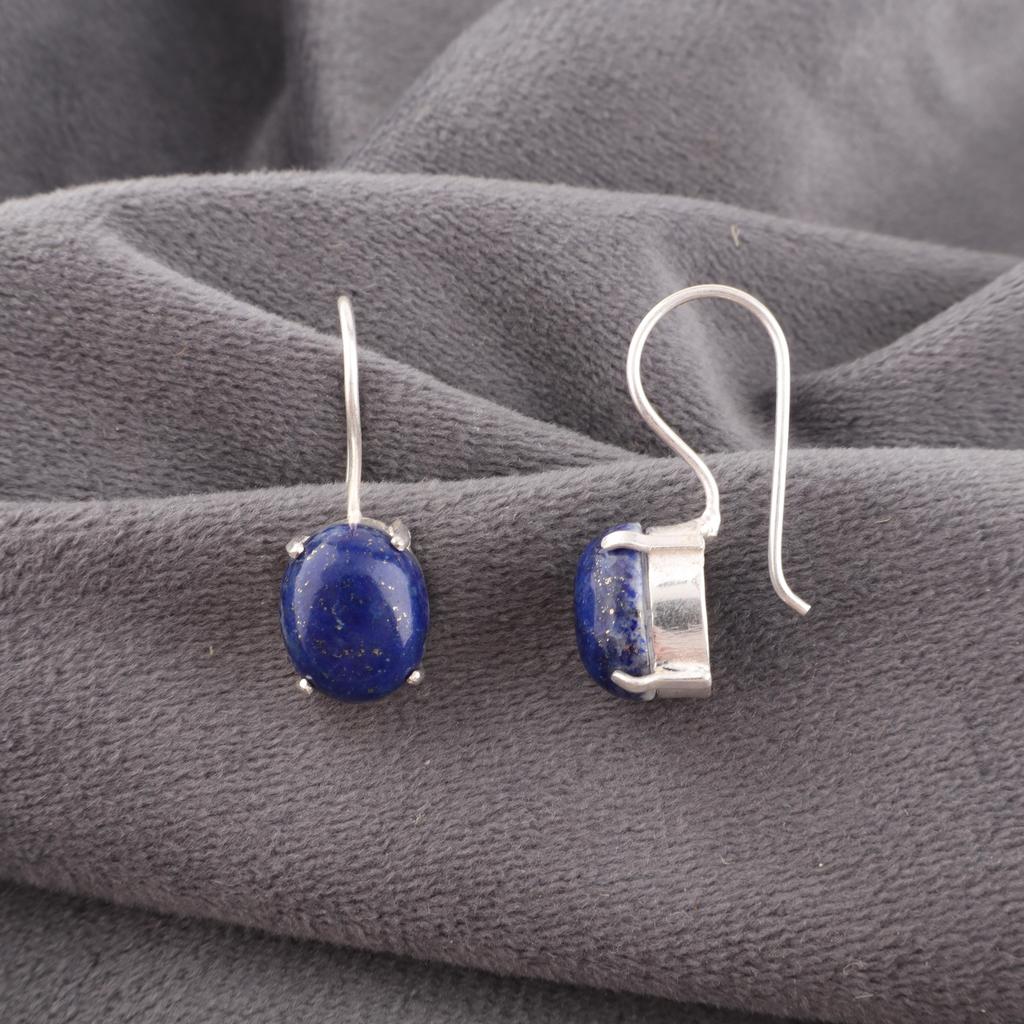 Lapis Lazuli Earrings Handmade Gemstone Jewelry, 925 Solid Sterling Silver Earrings, Unique Design Jewelry Earrings