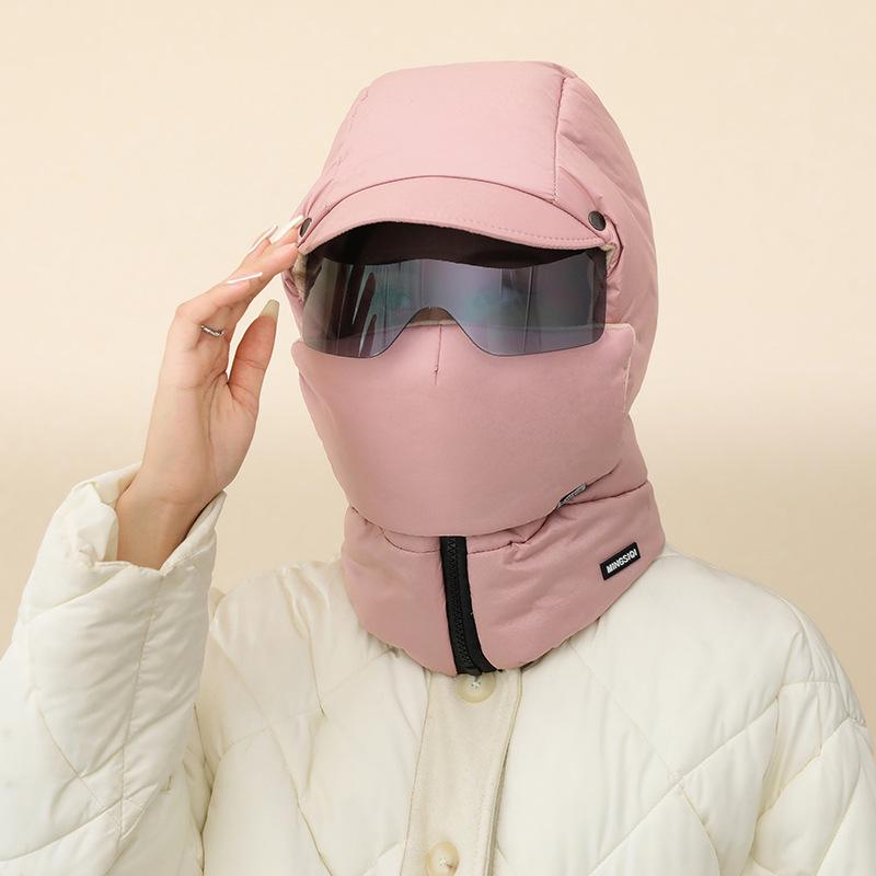Winter Solid Color Windproof Lei Feng Hat & Scarf: Integrated Cycling Ear Protection & Warmth