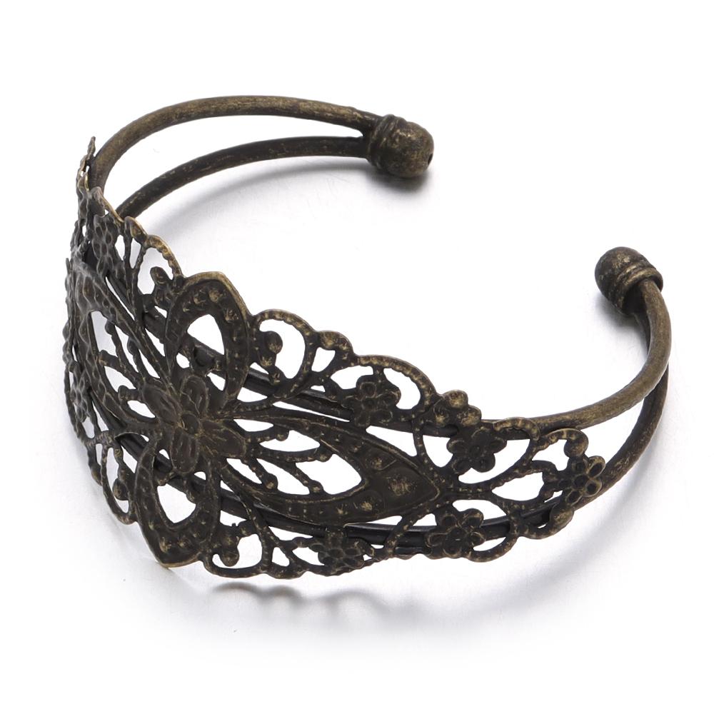 High Quality Copper Bangle Exquisite Flower Filigree Hollow Opening Bracelets For DIY Jewelry Making Bracelet Gifts Accessories