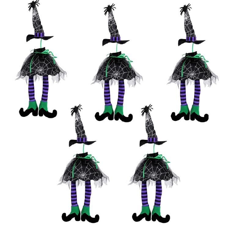 Festival Witch Hat Long Legged Wine Bottle Decorations, 5Pack, Wine Bottle Covers For Halloween Parties