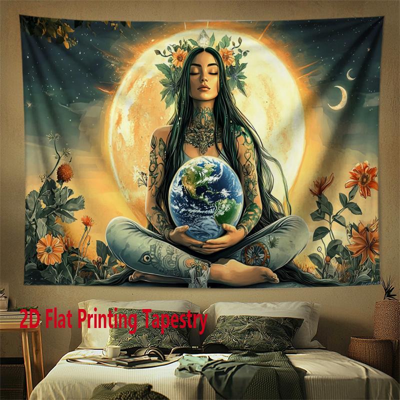 

Yoga meditation floral pattern Digital printing polyester wall tapestry suitable use in living rooms bedrooms offices bars party 74x94cm(29x37in)