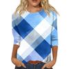 Women's Fashion Casual Round Neck Three-quarter Sleeve Gradient Print T-shirt Top