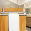 Silver Double Telescopic Towel Rack Stainless Steel Wall Mounted Towel Hanging Rack Retractable Adjustable Door Hanger Kitchen