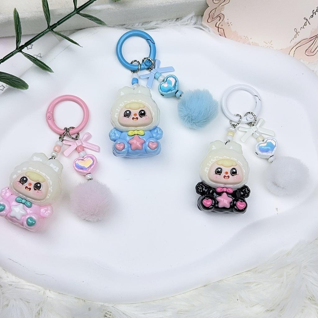 Bean Bag Cute Grain Sitting Doll Cartoon Schoolbag Pendant DIY Jewelry Resin Accessories Car Ornament Bag Keychain