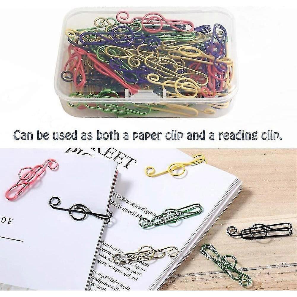 100 Pack Music Paper Clips, Music Paper Clips Metal Paper Clips For Music Notes Colorful Metal Paper