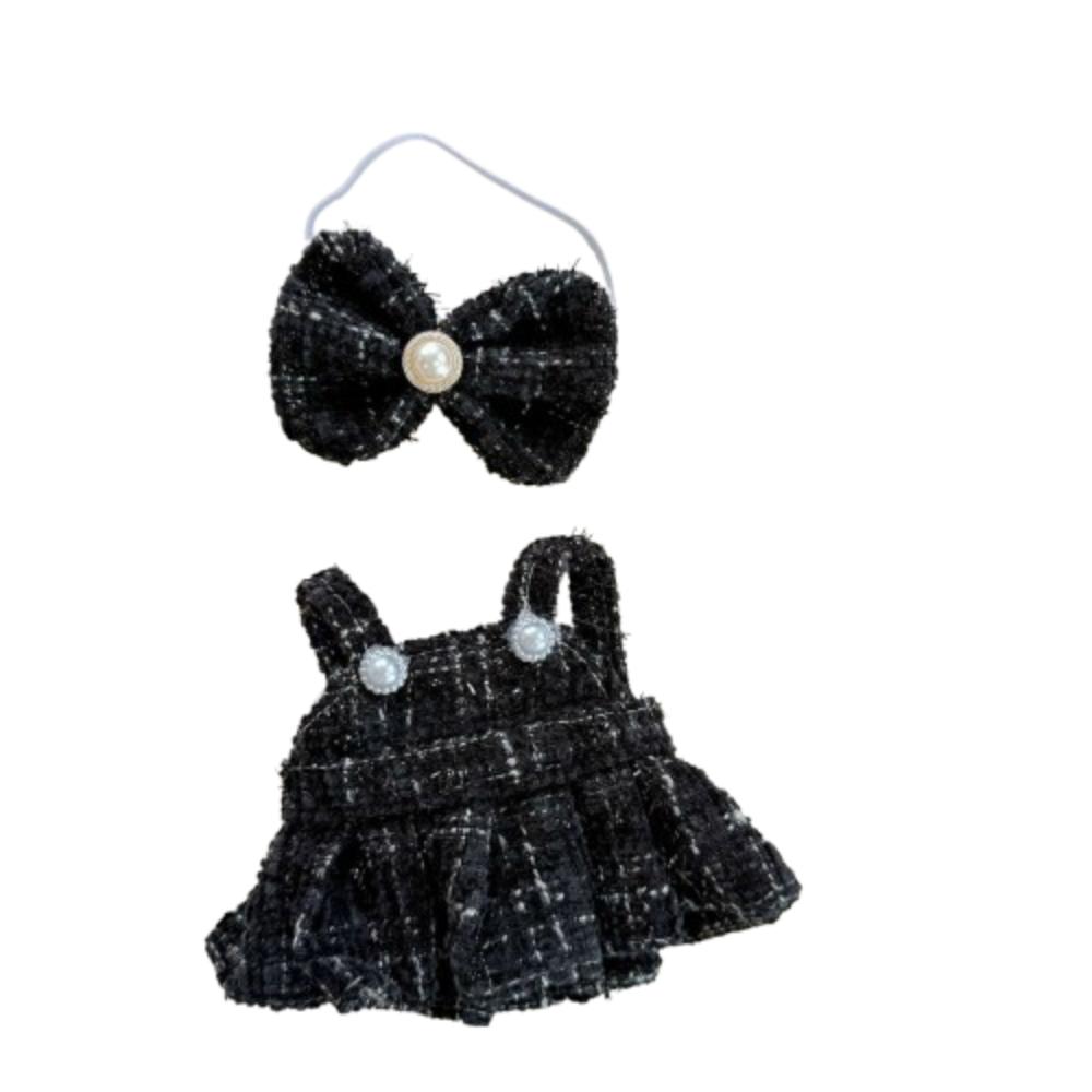 

1 комплект нарядной одежды для куклы Labubu, платье на подтяжках, плюшевая одежда для кукол для 17 см Labubu чёрный