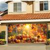 A Thanksgiving garage door banner with autumn fruits and pumpkins in the Harvest Festival studio background