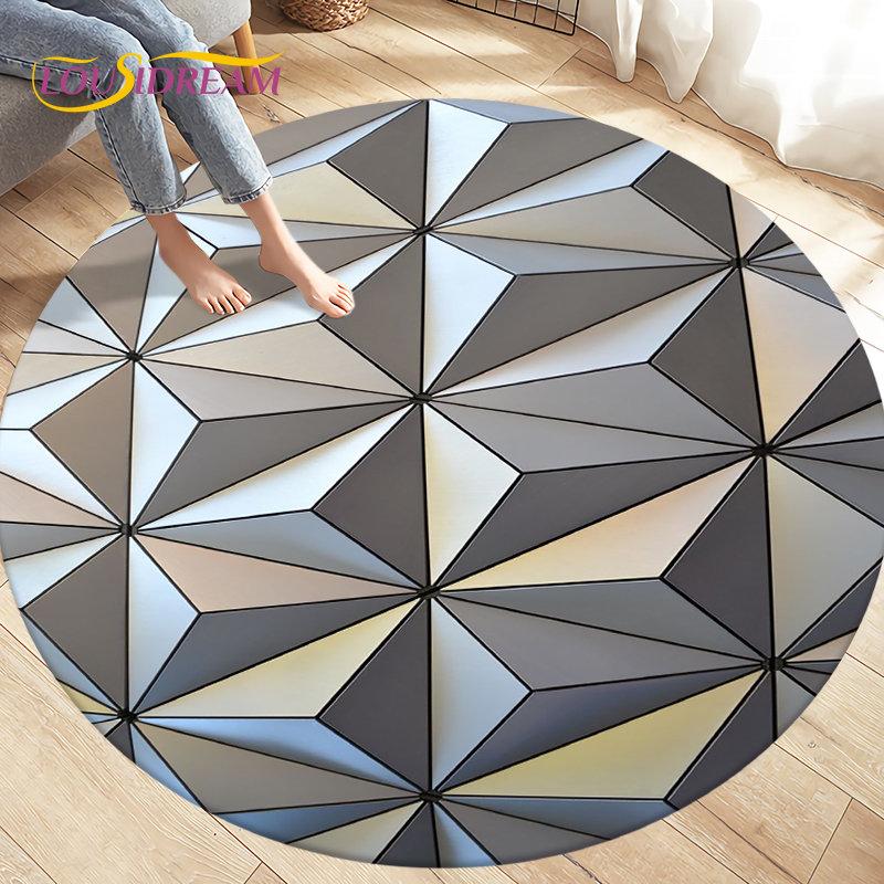 Tappeto per area illusione visiva geometrica astratta 3D Tappeto grande, rotondo per soggiorno, camera da letto, divano, decorazione, tappetino antiscivolo