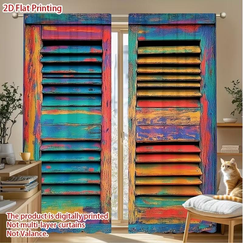 2Pcs Colored exhaust door print curtains,suitable for bedroom,living room kitchen decoration,home decoration,kitchen curtains