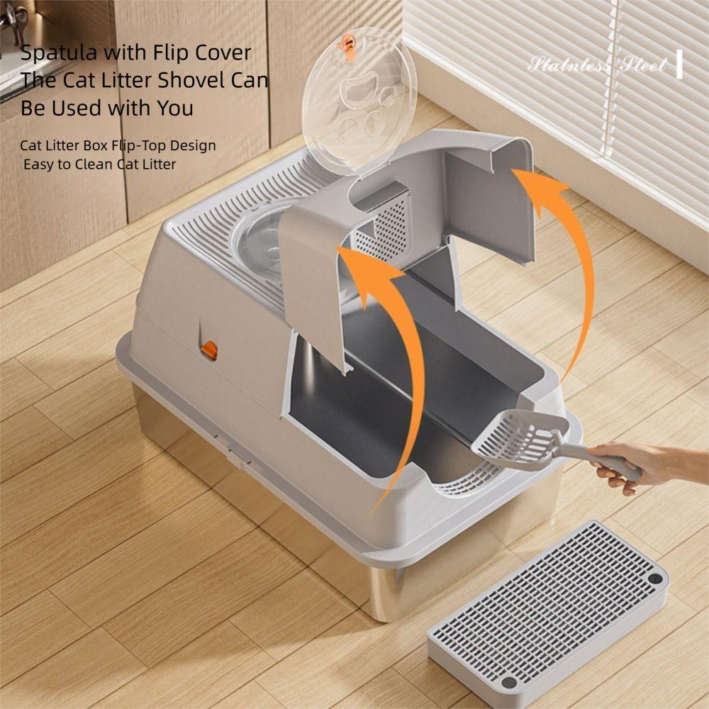 Stainless Steel Cat Bedpans Anti-splash Cover Cat potty New Cat Litter Box  Pet Supplies