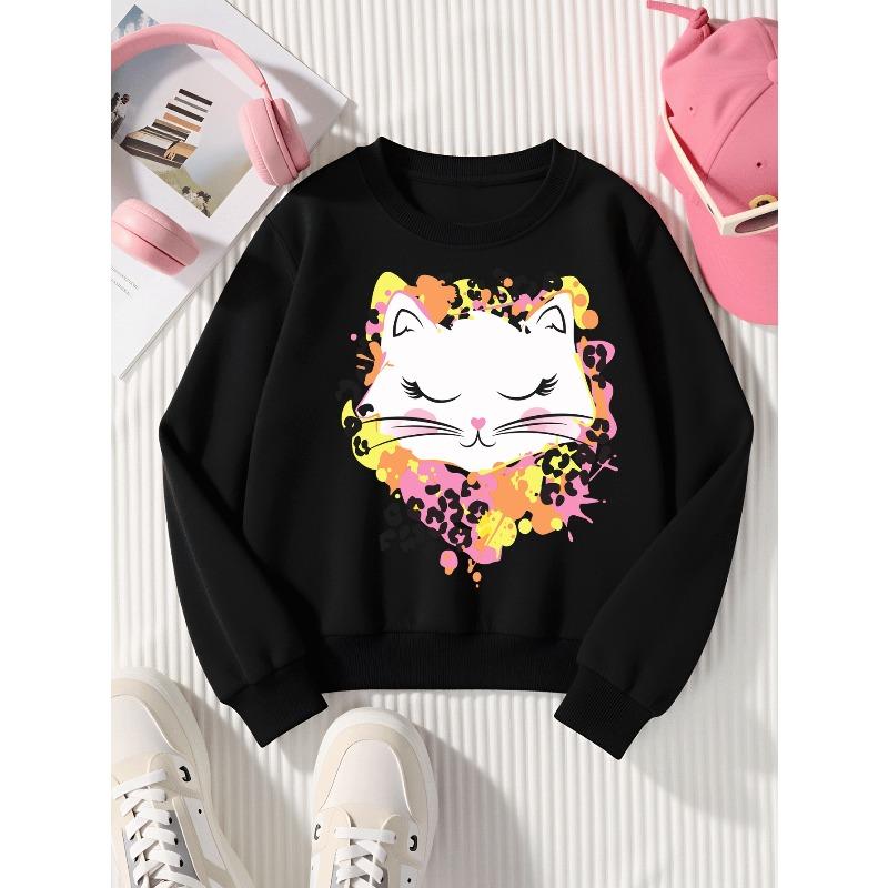European Sizes Kids' Casual Printed Round Neck Pullover, Kids' Fashion Round Neck Sweatshirt with Adorable Animal Prints, Casual Comfortable