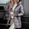 Women's Long Puffer Coat with Hood, Diamond Quilted Design, Metallic Finish, Multi-Color