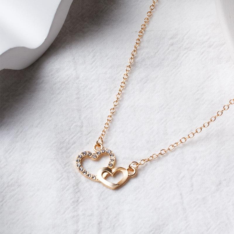 Double love necklace jewelry temperament simple pendant fashion street shot neck chain women's sweater chain