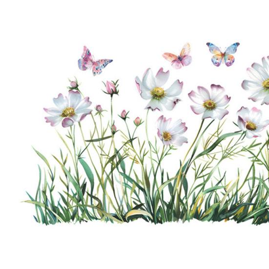 Spring Flowers Window Clings Garden Wildflower Butterflies Glass Sticker Reusable Static Decals for Living Room Home Office