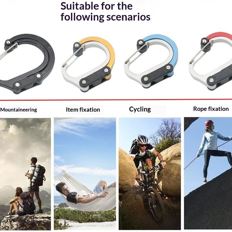1Pcs Aluminum Alloy Hook D-Type Multifunctional Hook Outdoor 360 Degree  Rotatable Quick Release Fishing And Camping Buckle
