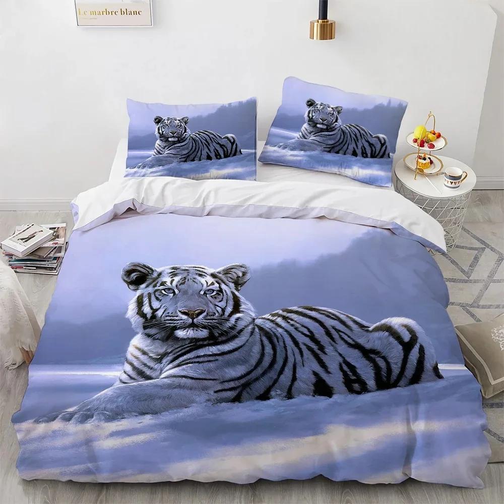 Tiger Bedding Set, Animal Print Duvet Cover Pillowcase, Home Bedroom Decoration, Boy Adult Comforter Sets Gift 2/3pcs