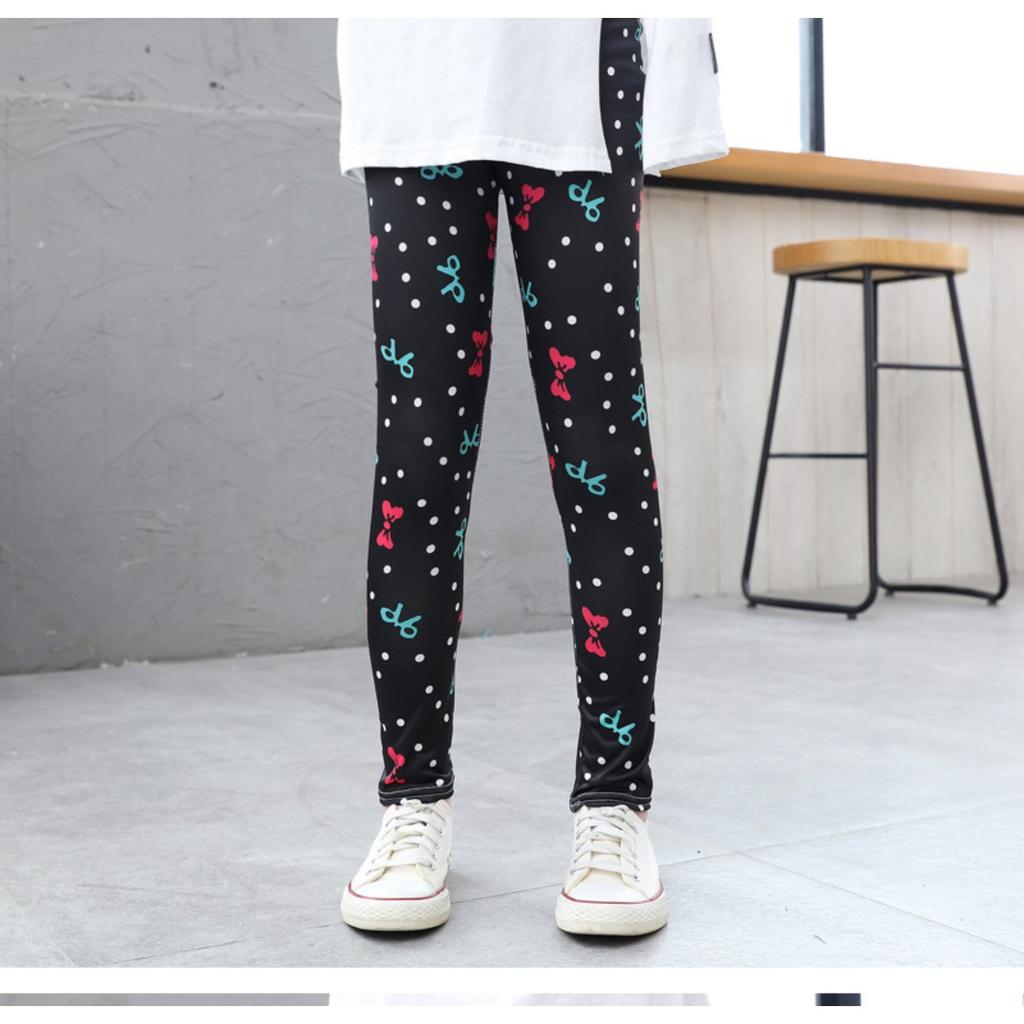 Calça legging feminina 2t-12t, primavera e outono, fina, elástica, estampada, coreana, roupas de verão