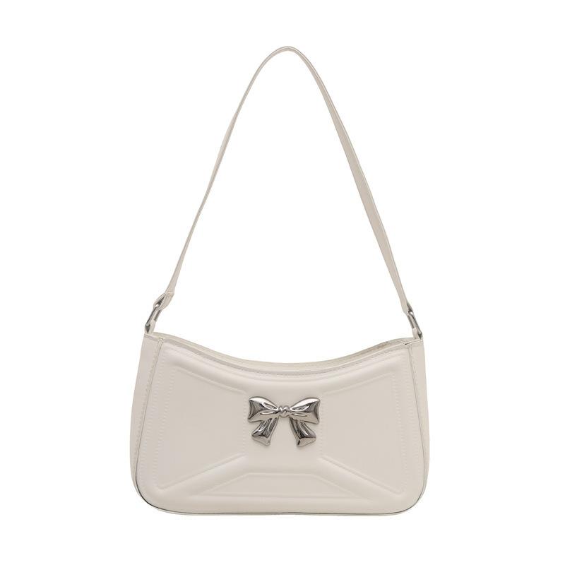New Trend Temperament Versatile Simple Fashion Commuter Women's Bag Shoulder Portable Underarm Bag Bow Decoration Small Square