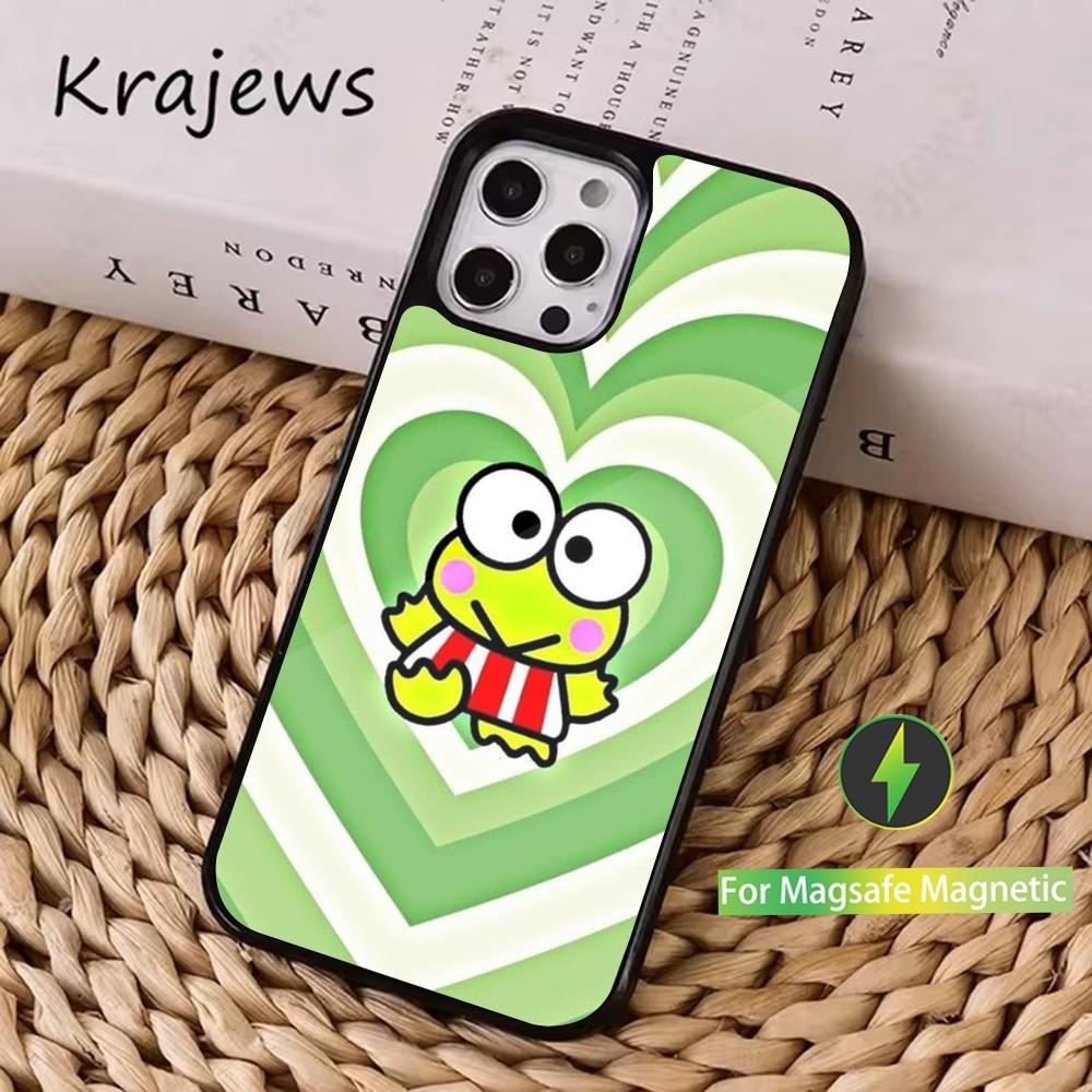 Cartoon K-Keros K-Keroppis Phone Case For iPhone 16,15,14,13,12,11,Pro,Max,Plus,Mini, Magsafe,Magnetic Wireless Charging Case