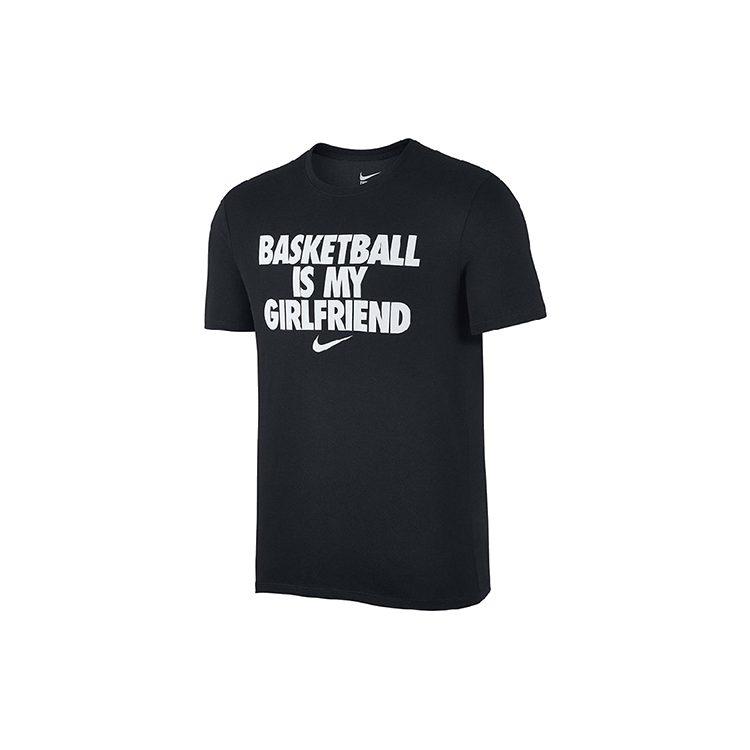 Nike T-Shirts Herren Schwarz Rundhals Mittlere Normale Passform AQ3242-010