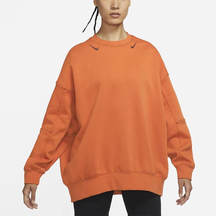 Women's Nike Sweatshirts Women's Orange Crew Neck Moderate Straight Fit