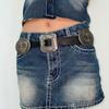 Breite Böhmische Gürtel Western Stil Cowboy Ethnischer Stil Taillengürtel Metallgeschnitzte Gürtel Damen