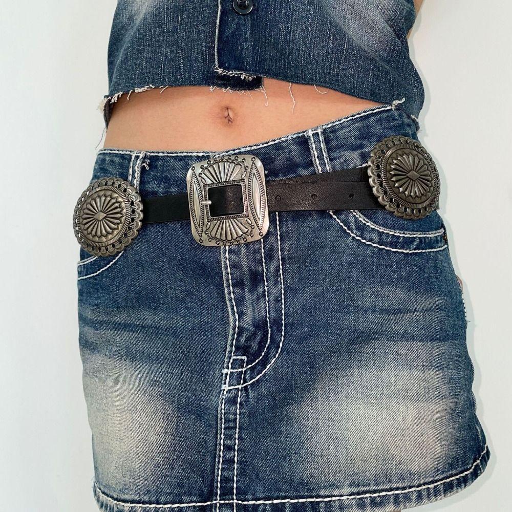 Breite Böhmische Gürtel Western Stil Cowboy Ethnischer Stil Taillengürtel Metallgeschnitzte Gürtel Damen
