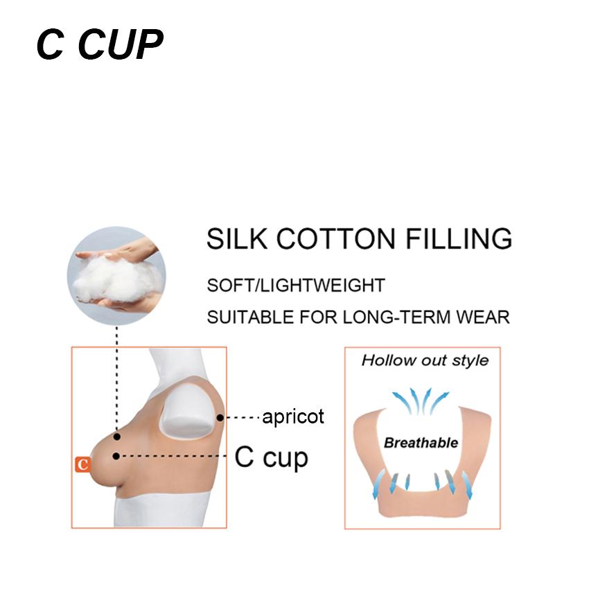 Round neck silicone fake chest vest with hollow out design, sexy silicone bra for stage performance, expanding breasts