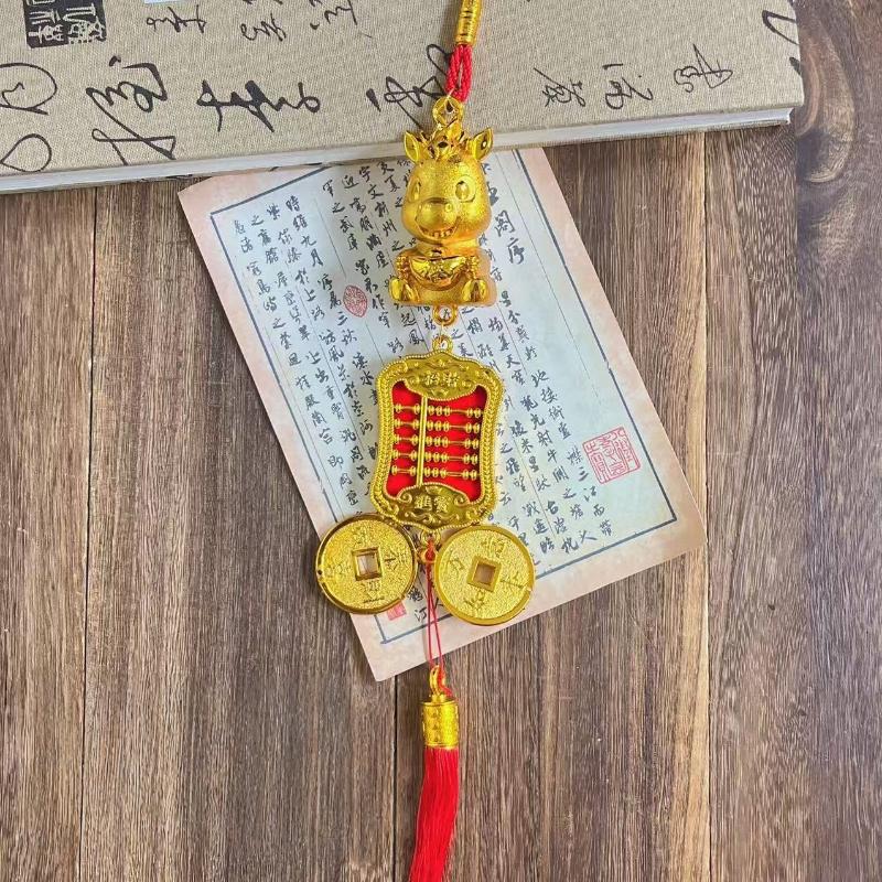 2026 Year Of The Horse Wall Hanging Ornament New Year Lucky Decoration Housewarming Green Plant Potted Small Pendant Gifts
