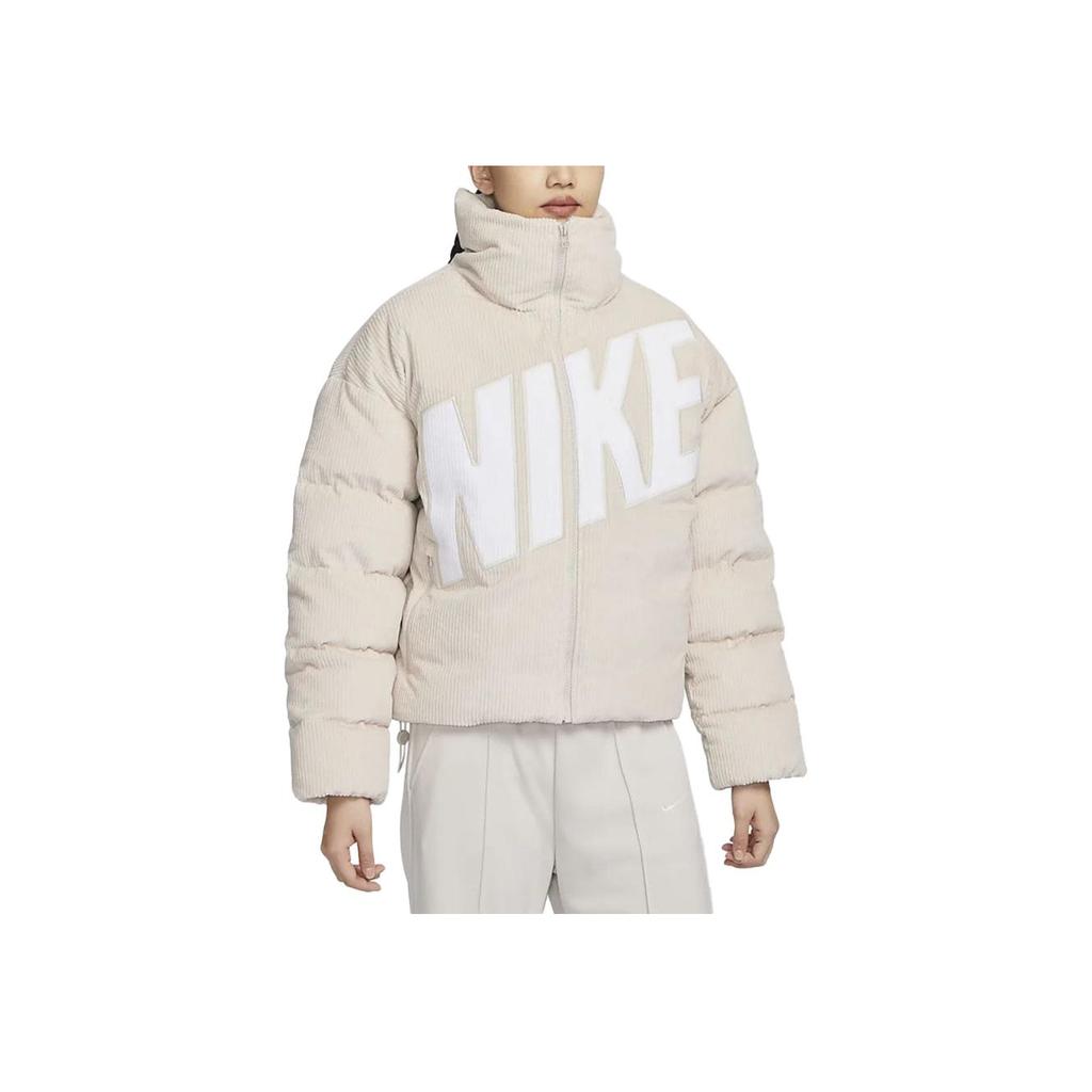 Nike Essentielle Buchstaben Stehkragen Kord Locker Lässig Daunenjacke Damen Jacken Hellrot Holzbraun FD8214-104
