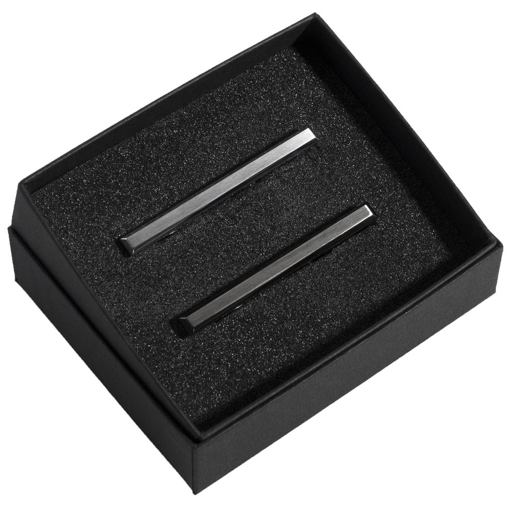 [TABARAT] Tie Clip, Tie Bar, Boxed, 4-Sided Cut, Made in Japan, Brass, Alligator Clip Type (Set of 2)