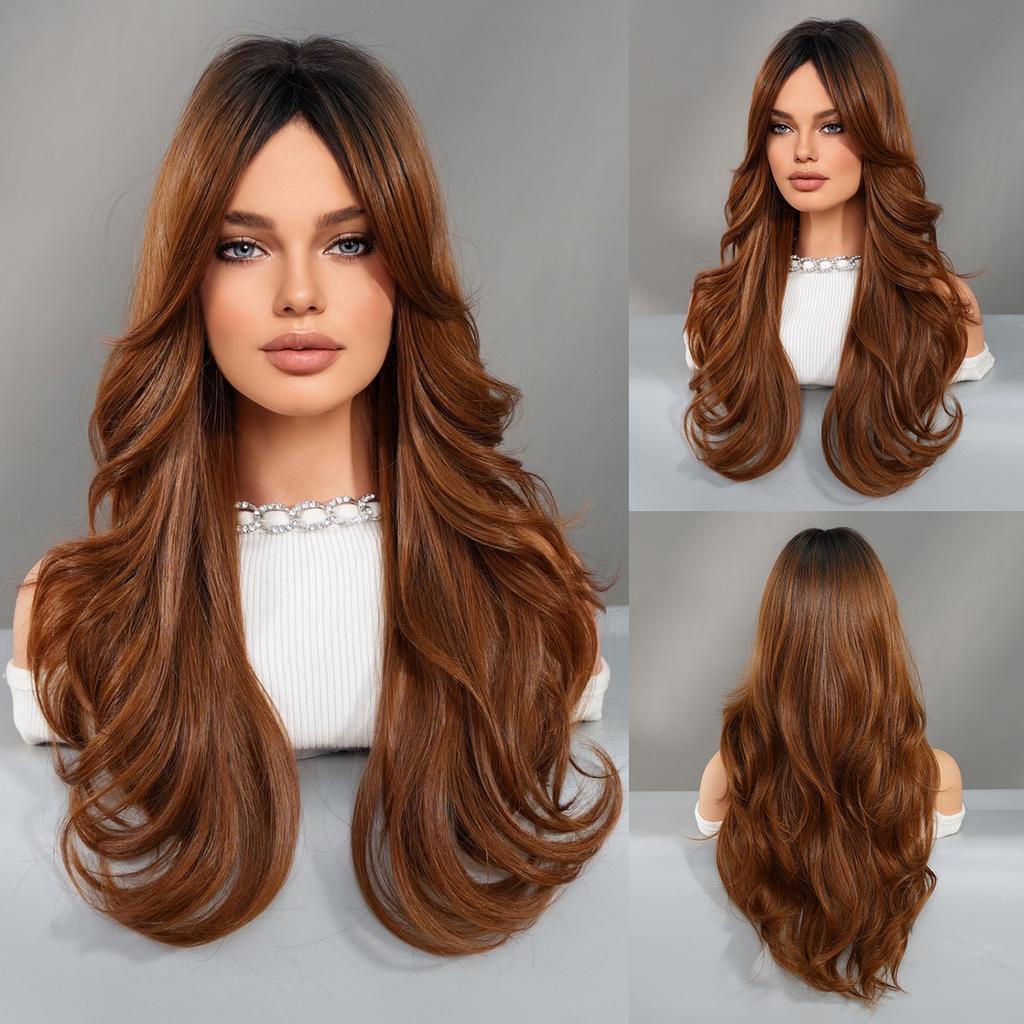 Fashion Women's Medium Gradient Long Curly Wig Big Wave Chemical Fiber Wig
