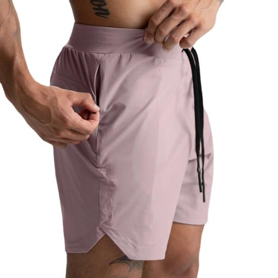 Sports Shorts Solid Color Loose Drawstring Summer Quick Dry Zipper Pockets Shorts for Fitness