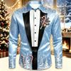 2026 Men's Fashion Christmas Satin Long Sleeve Shirt Christmas Special Edition 3D Printed Snowflake Christmas Tree Cane Candy