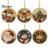 Acrylic Santa Hanging Ornaments 6 Pcs Christmas Pearl Art Ornaments, 2D Flat Holiday Tree Pendant, Effect Decoration for Home Wall Door Window