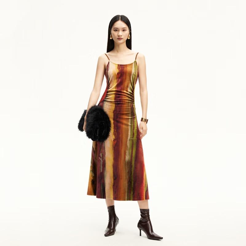 

VEROMODA Women s Velvet Pleated Gradient Tie-Dye Camisole Midi Dress L