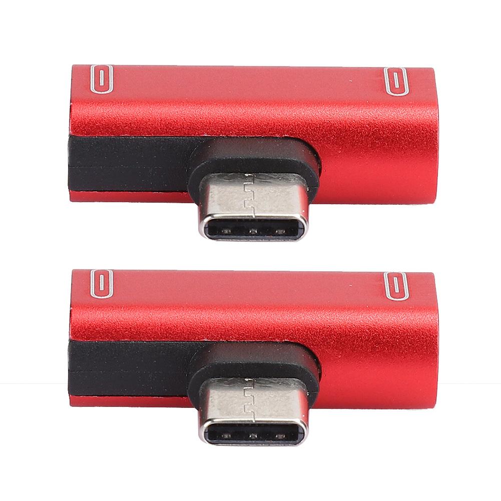 2PCS TypeC Converter Splitter Dual 2 In 1 to Headphone USB o Charger Adapter Pink(Pink )