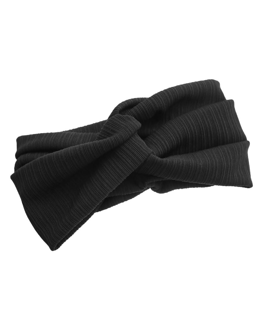 

VINGTAINE Gathered Stretch Solid Hair Hairband, Color, Turban, Cross, Basic, Simple, Accessory, Gift, HB-132-BK